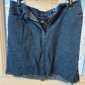 Charter Club Blue Denim Mini Skirt with Raw Hem